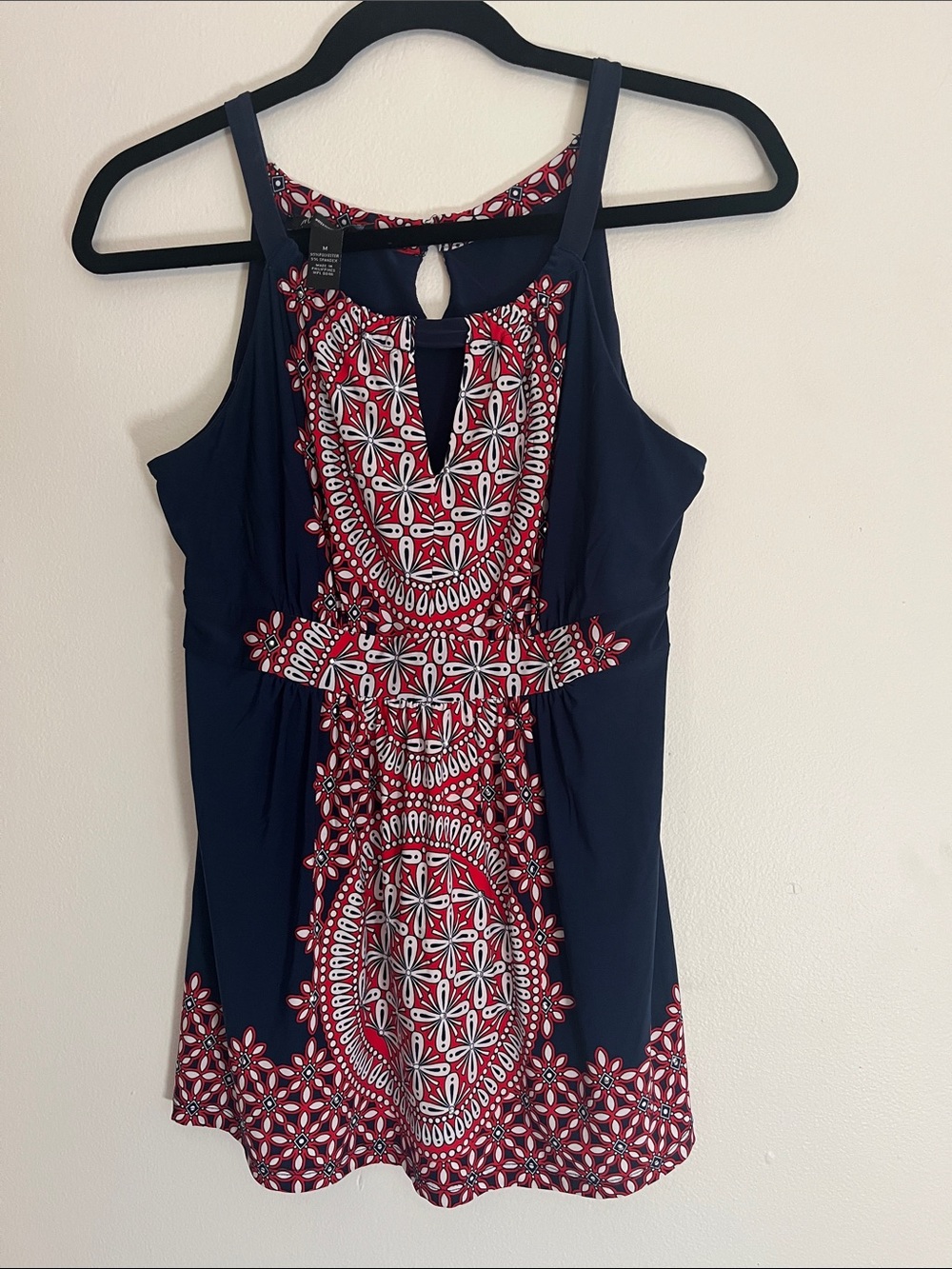 Women’s Navy Blue Printed Halter Tank Top